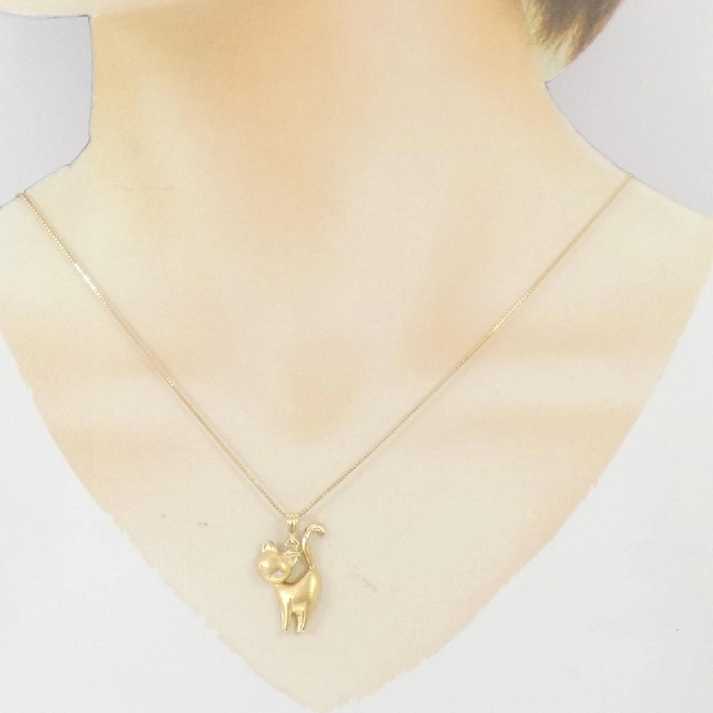 K18YG Mèo Kim Cương Dây Chuyền 0.02CT - Hàng hiệu Chính hãng 861803