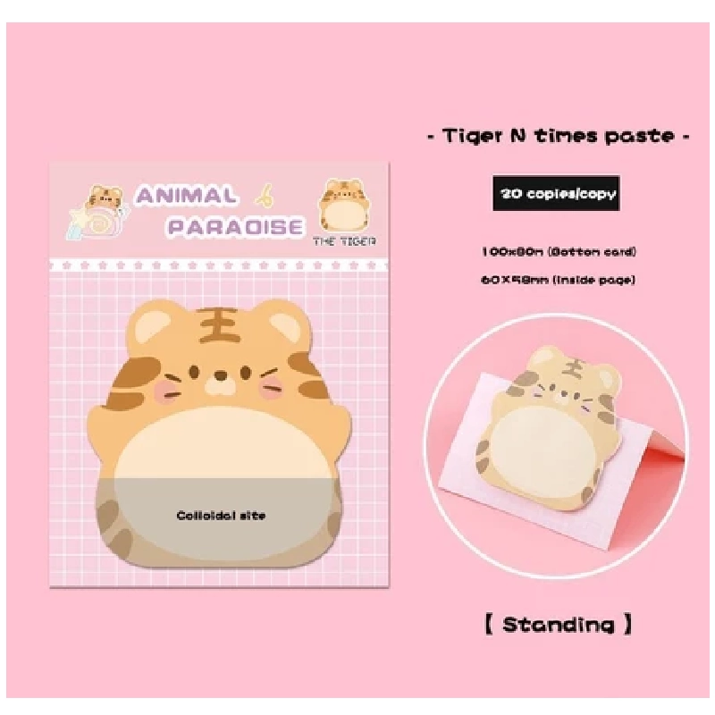 Giấy note hình thú dễ thương HAKI, giấy ghi chú 20 tờ nhiều mẫu đáng yêu Hổ - Mẫu 02 Blogmeo 27525 465014