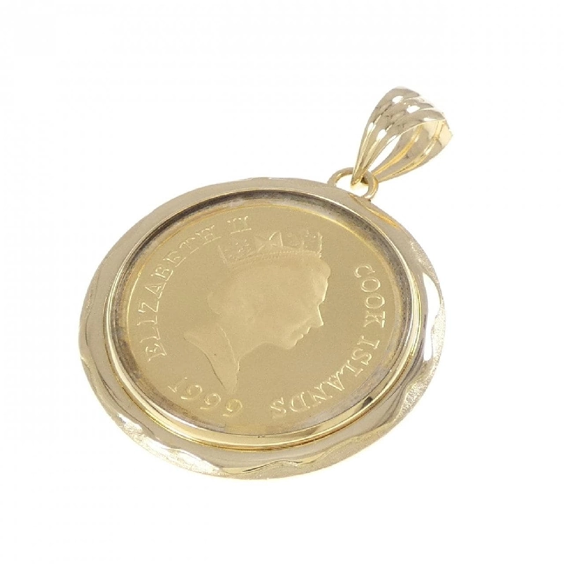 K18YG(枠) Dây chuyền đồng xu kim cương 0.08CT - Hàng hiệu Authentic 867527