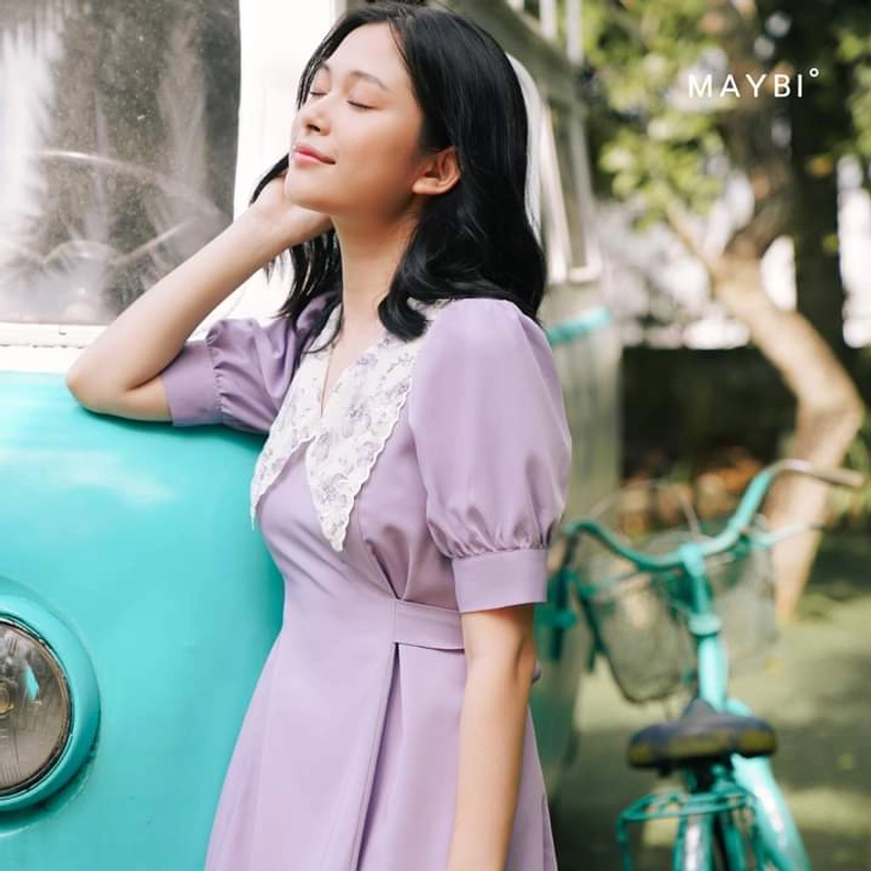 Đầm thiết kế màu tím Lavender phong cách Paris Maybi 462588