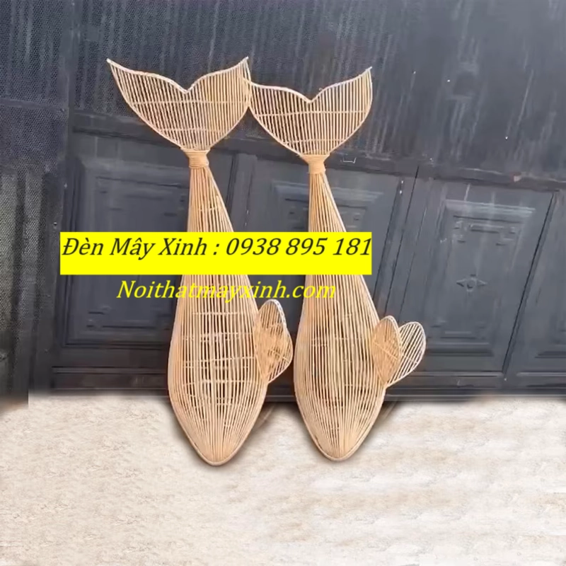 Xưởng làm đèn mây hình cá độc đáo, đèn cá bằng mây tre đan 551292