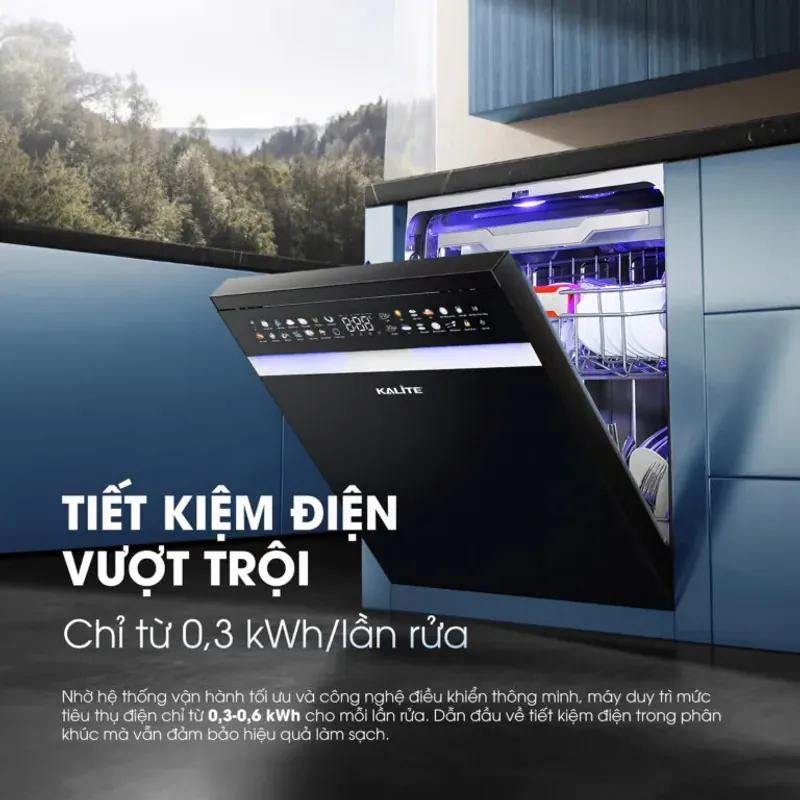 Máy rửa bát Kalite UltraWash Pro 5 tay phun, chứa 15-17 bộ chén đĩa, siêu tiết kiệm 697032