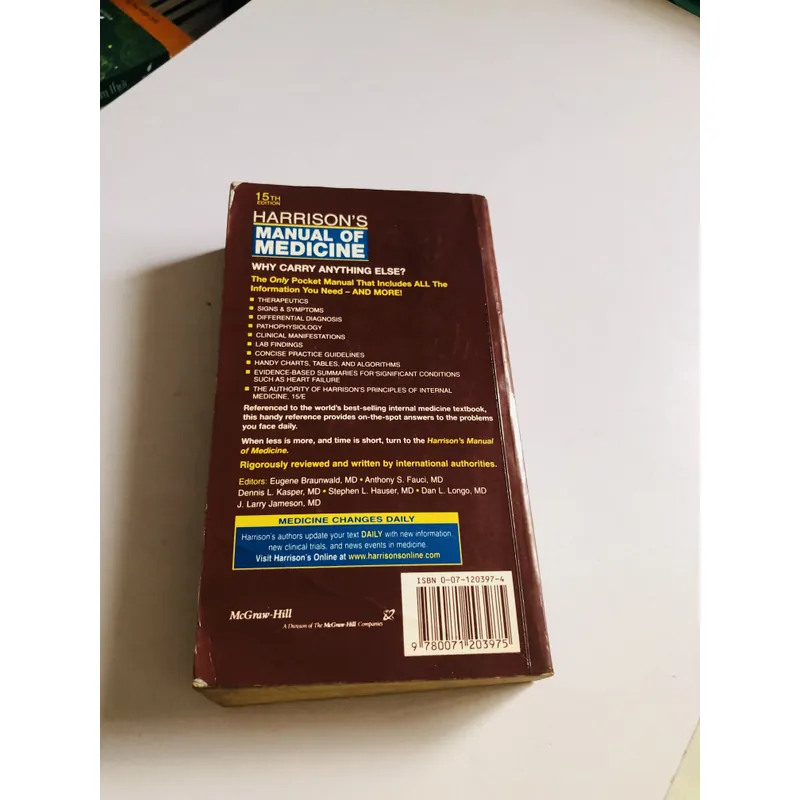 HARRISON’S MANUAL OF MEDICINE – 15th Edition (2002) 1020 trang, xuất bản quốc tế 720884