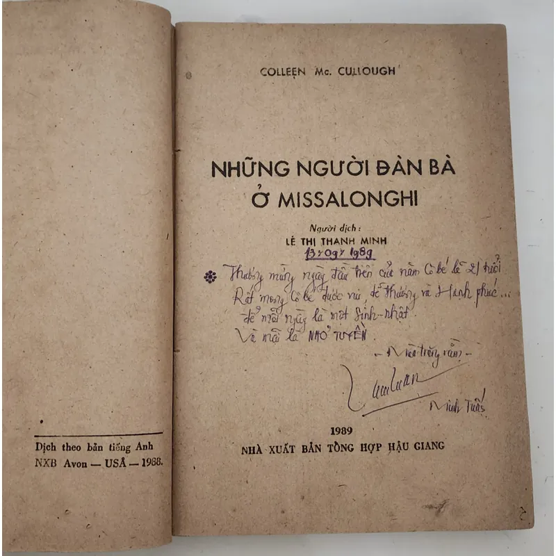 NHỮNG NGƯỜI ĐÀN BÀ Ở MISSALONGHI - Tiểu thuyết của nữ nhà văn Colleen Mc Cullough 706622