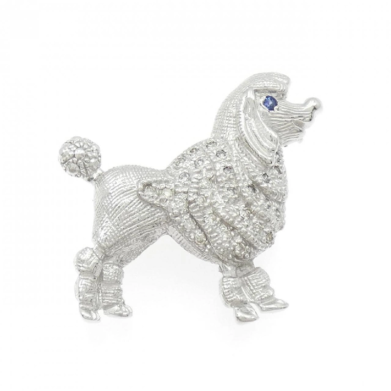 K18WG/K14WG Chó Sapphire Brooch 0.04CT - Hàng hiệu Chính hãng 871037