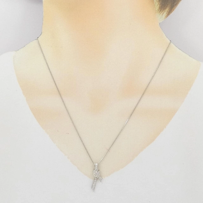 Dây chuyền kim cương PT900/PT850 hình ruy băng 0.23CT - Hàng hiệu chính hãng 858615