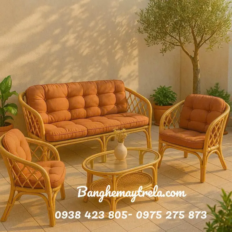 Bàn ghế sofa mây tự nhiên- Sofa mây tre đan 999737