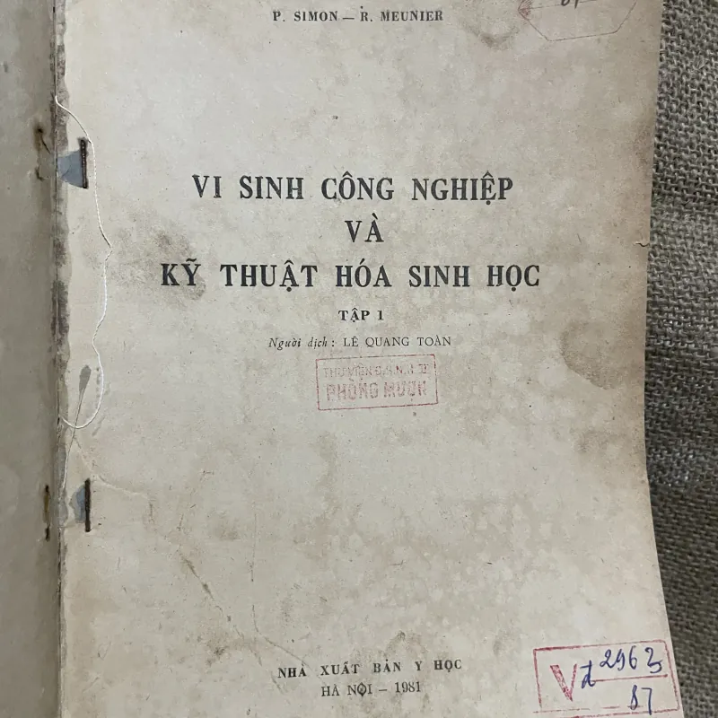 Vi sinh công nghiệp và kĩ thuật hoá sinh- SIMON - R. MEUNIER 989697