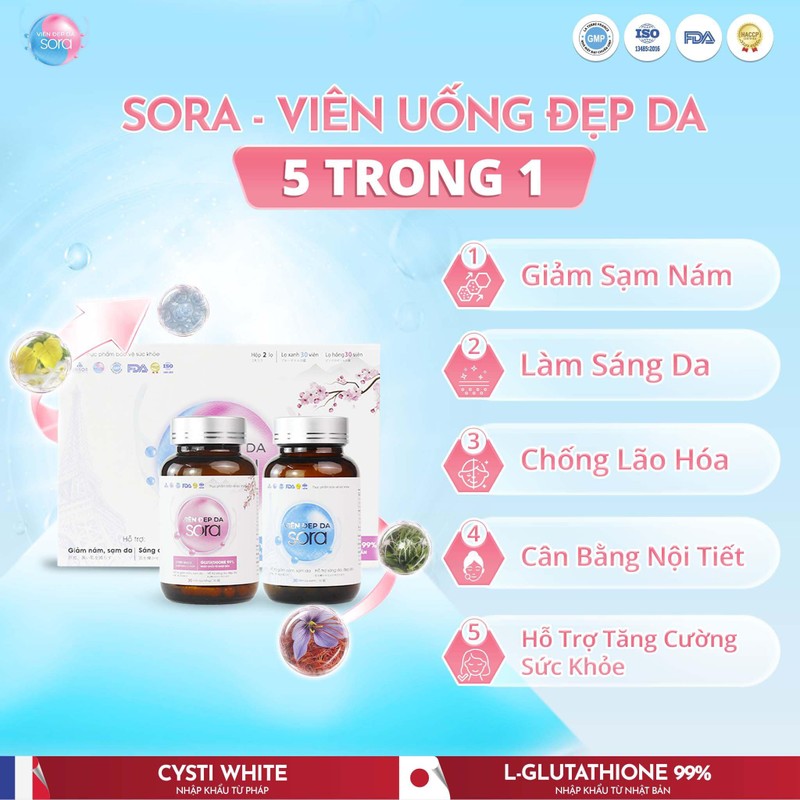 Viên uống Sora - Mờ nám tàn nhang, chống nắng nội sinh, cân bằng nội tiết tố - Ry Store 186712