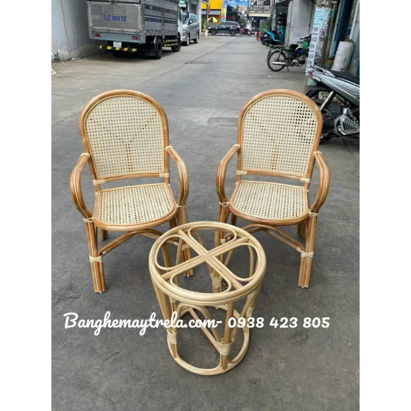 Ghế mây tự nhiên mắt cáo có tay 792318