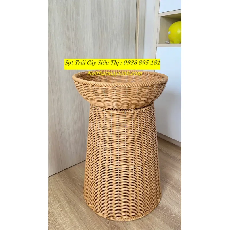 Xưởng sản xuất sọt mây trưng bày trái cây siêu thị màu vàng mây chính hãng 762128