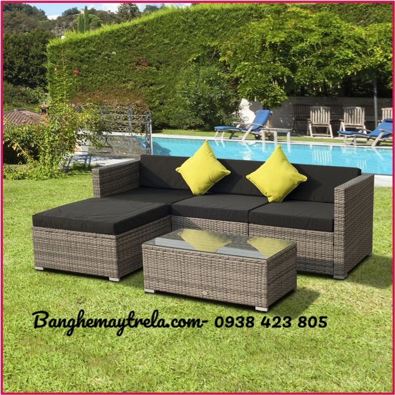 Sofa góc nhựa giả mây hiện đại 536731