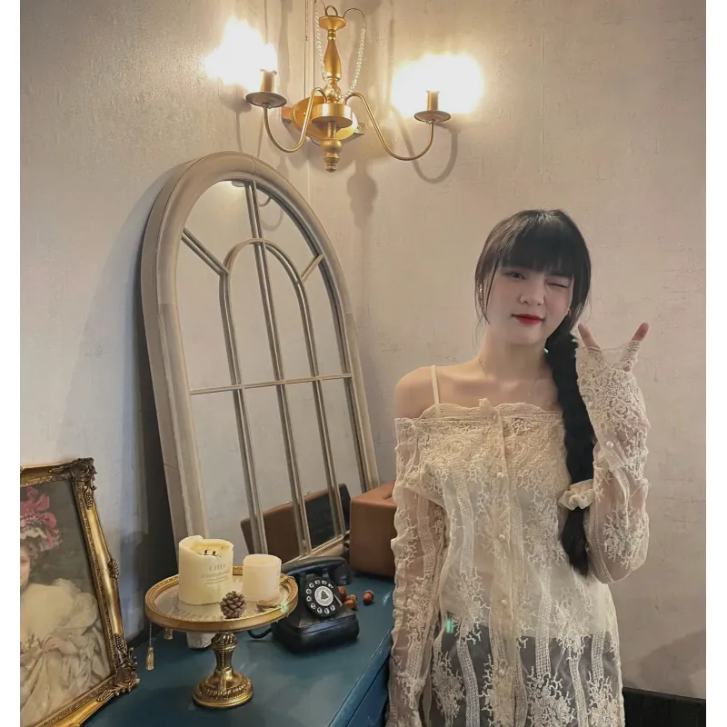 Set áo bánh bèo ren và 2 dây 789709