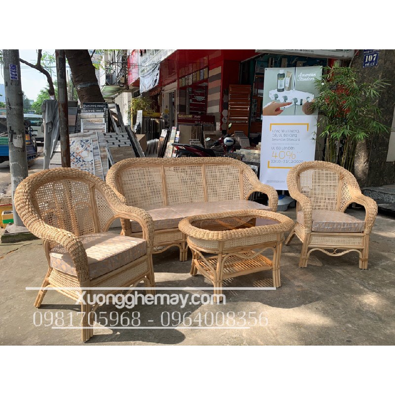 Sofa mây tre đan truyền thống cho phòng khách gia đình 60490