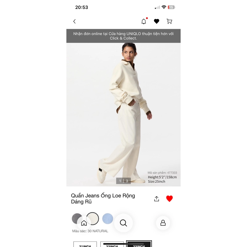 Quần jean Uniqlo new tag size 22 525170