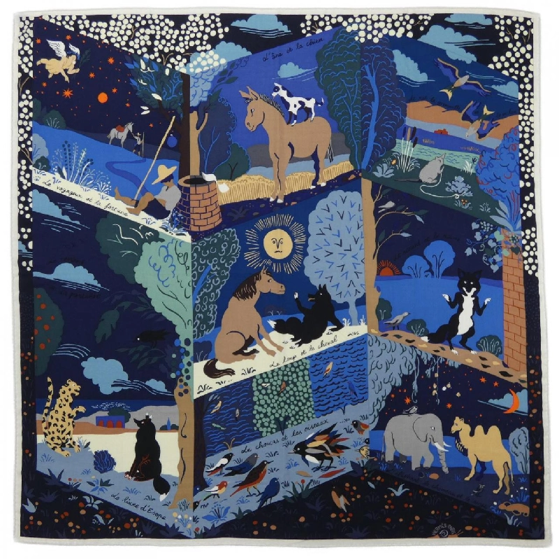 HERMES LE LIVRE D`ESOPE H244073S Khăn choàng - Hàng hiệu Authentic 834411