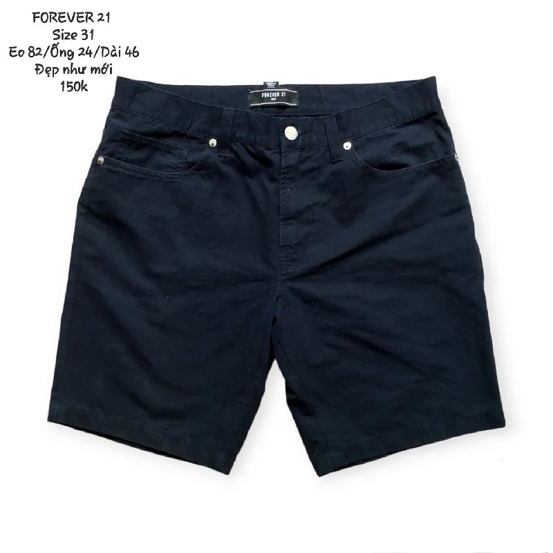 Quần short kaki Forever 21 size 31 màu xanh dương đẹp như mới 11091