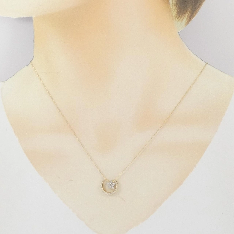 K18YG/K18WG 2WAY Ngôi sao Kim cương Dây chuyền 0.12CT - Hàng hiệu Chính hãng 860272