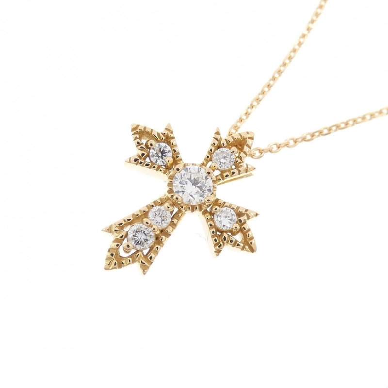 K18PG Dây chuyền kim cương hình chữ thập 0.13CT - Hàng hiệu Chính hãng 868005