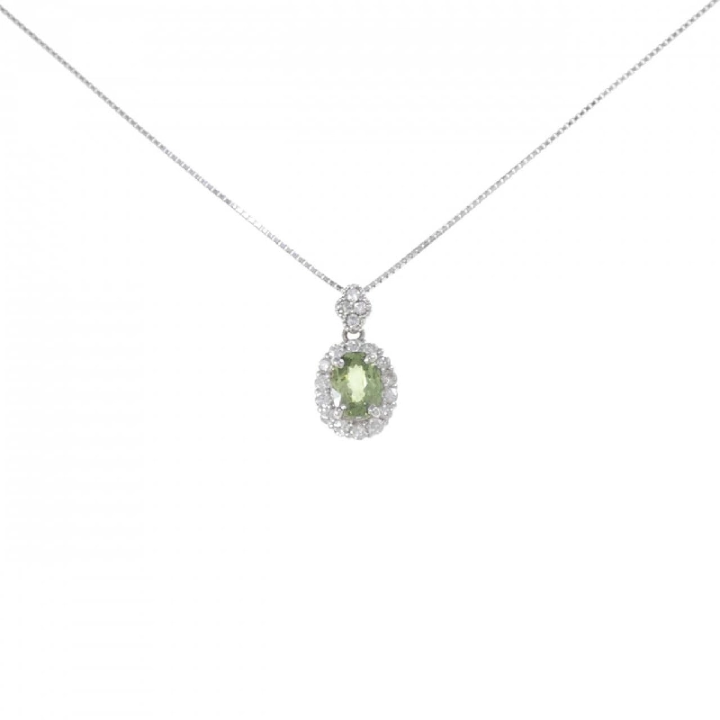 K18WG Đá Garnet Demantoid Dây Chuyền 0.76CT - Hàng hiệu Chính hãng 865289