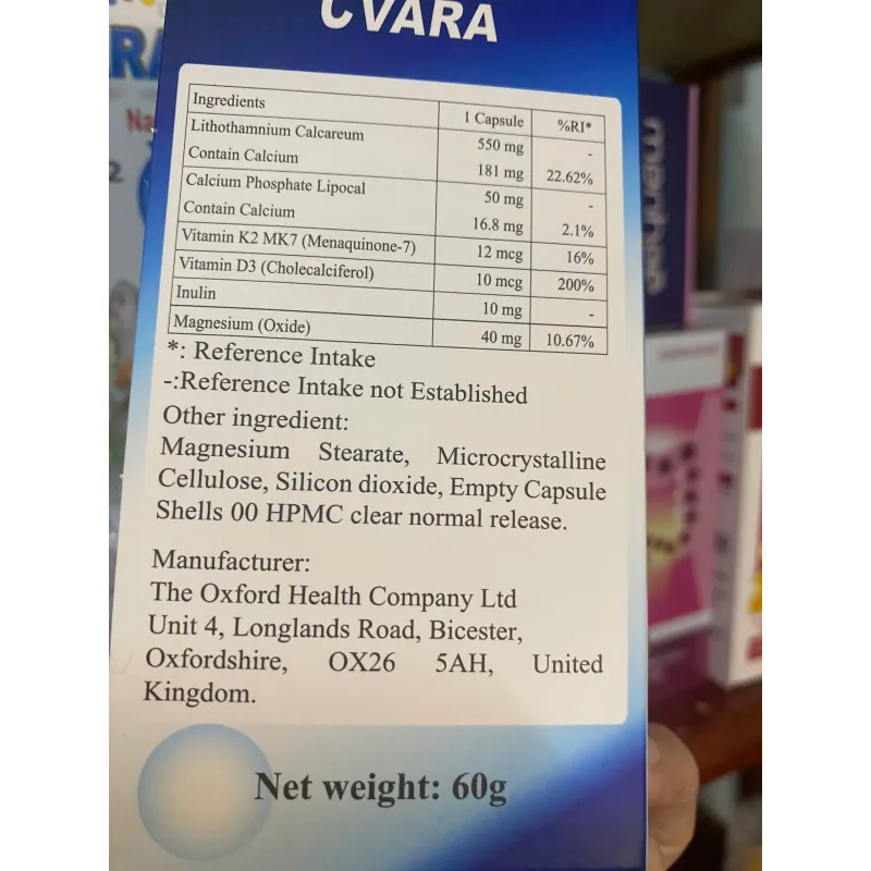 (Hàng CTY mới) Viên uống Canxi tảo biển CVARA CKC Health Nhập khẩu Anh Quốc hộp 60 viên 736053