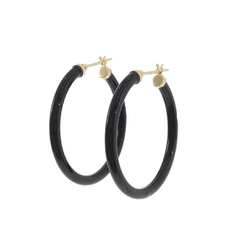 K18YG Khuyên tai Hoop Onyx - Hàng hiệu Chính hãng 869504