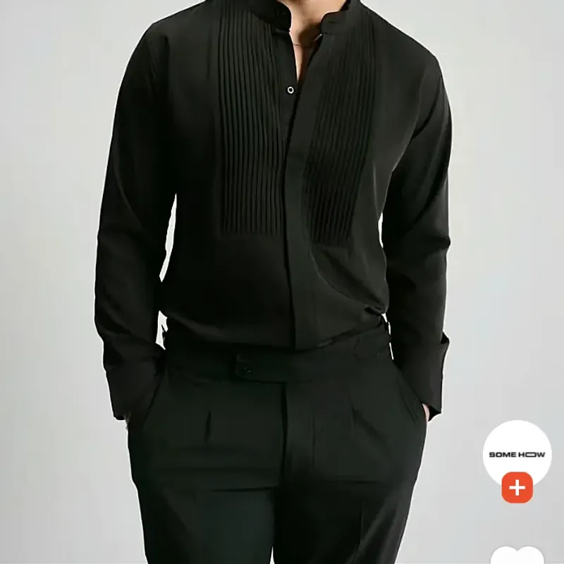 Áo sơ mi cổ tàu nam màu đen size S SomeHow mặc 1 lần 564891