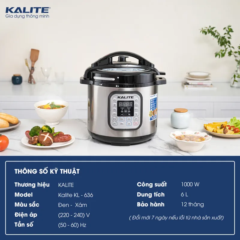 ⭐ KALITE KL-636 – Nồi áp suất đa năng, tiện lợi, hiện đại, nấu ăn chuẩn vị mỗi ngày! 707725
