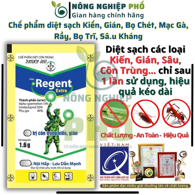 20 REGENT 800 (gói 1.6g) DATE MỚI - Diệt Kiến, Gián, Bọ Chét, Mạt, Rầy, Nhện, Bọ Trĩ, Sâu 508269