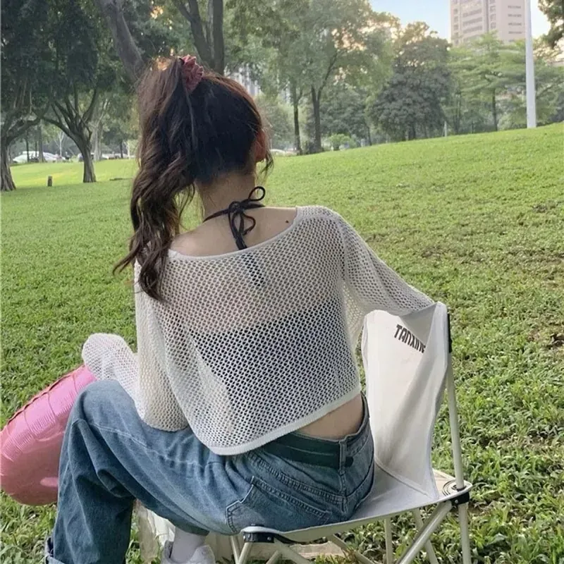 Áo khoác lưới cardigan cột dây phong cách mua hè, kèm áo 2 dây thun basic 1008139