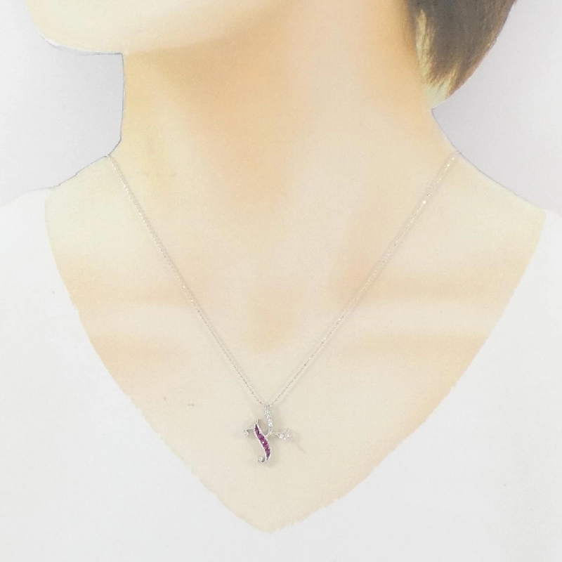 K18WG Ruby Chữ K Dây Chuyền 0.12CT - Hàng hiệu Chính hãng 857624