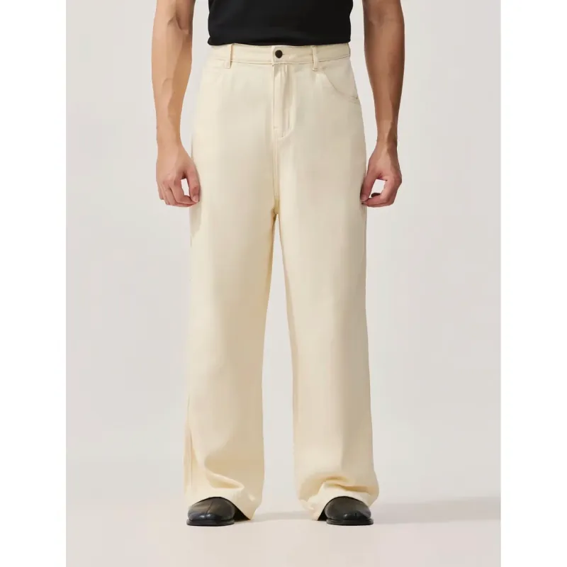 Quần kaki nam PEALO phong cách casual, chất liệu thoáng mát, màu be 1032380