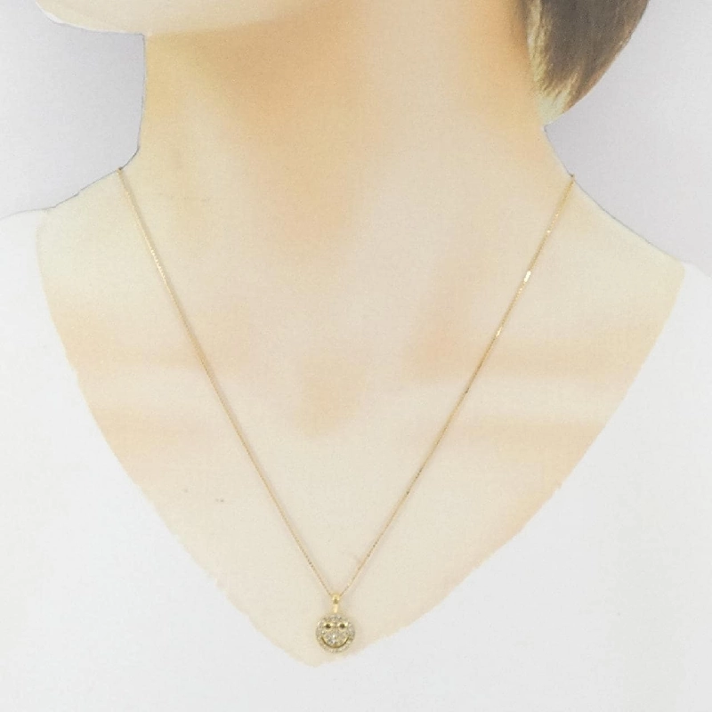K18YG Vòng cổ kim cương nụ cười 0.03CT - Hàng hiệu Chính hãng 857237