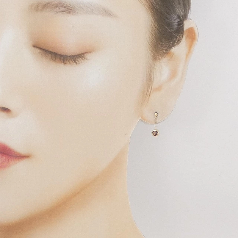 K10YG Bông tai hình trái tim Garnet - Hàng hiệu Chính hãng 873139