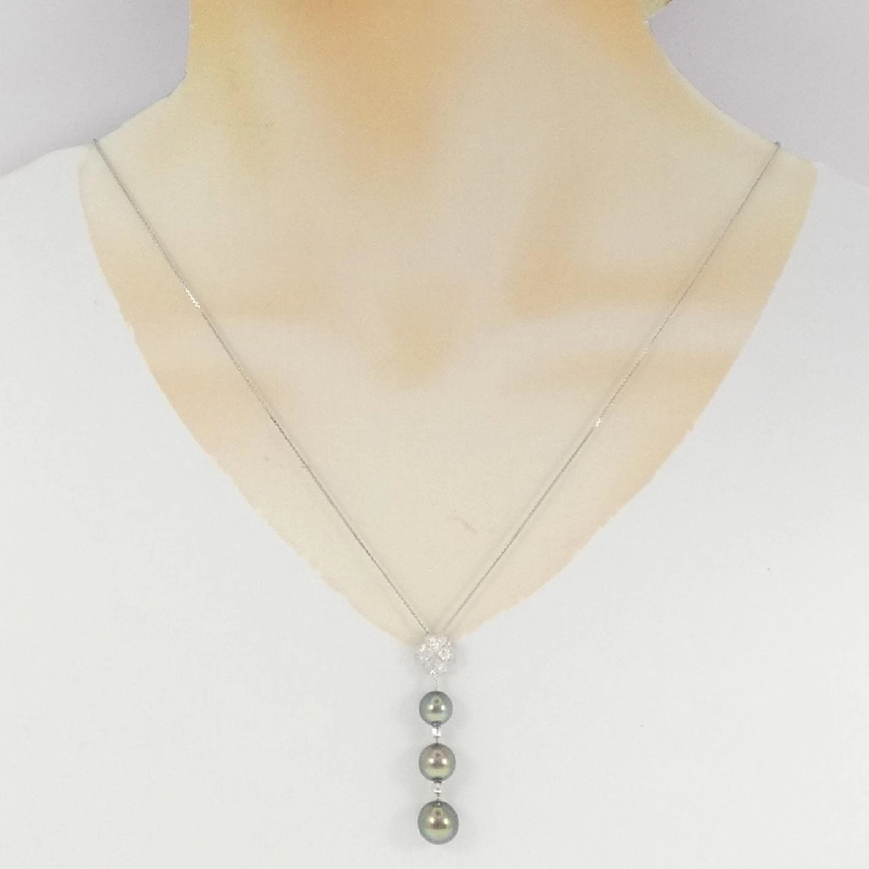 K18WG Cỏ ba lá Ngọc trai đen Dây chuyền - Hàng hiệu Chính hãng 861291