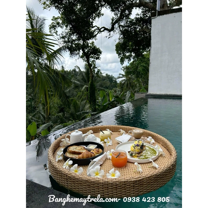 Khay mây nhựa hồ bơi 473244