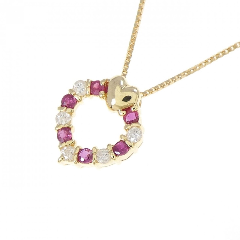 K18YG Mặt Dây Chuyền Hình Trái Tim Đá Ruby - Hàng hiệu Chính Hãng 856270