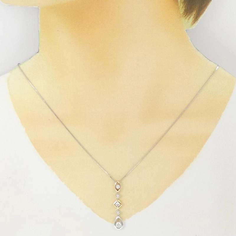 K18 Ba màu Dây chuyền Kim cương 0.47CT - Hàng hiệu Chính hãng 865902