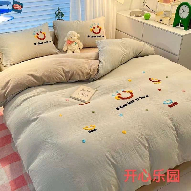 Set 4 món chăn ga gối cotton đũi mềm 469591