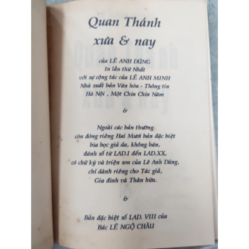 QUAN THÁNH XƯA VÀ NAY - LÊ ANH DŨNG 326445