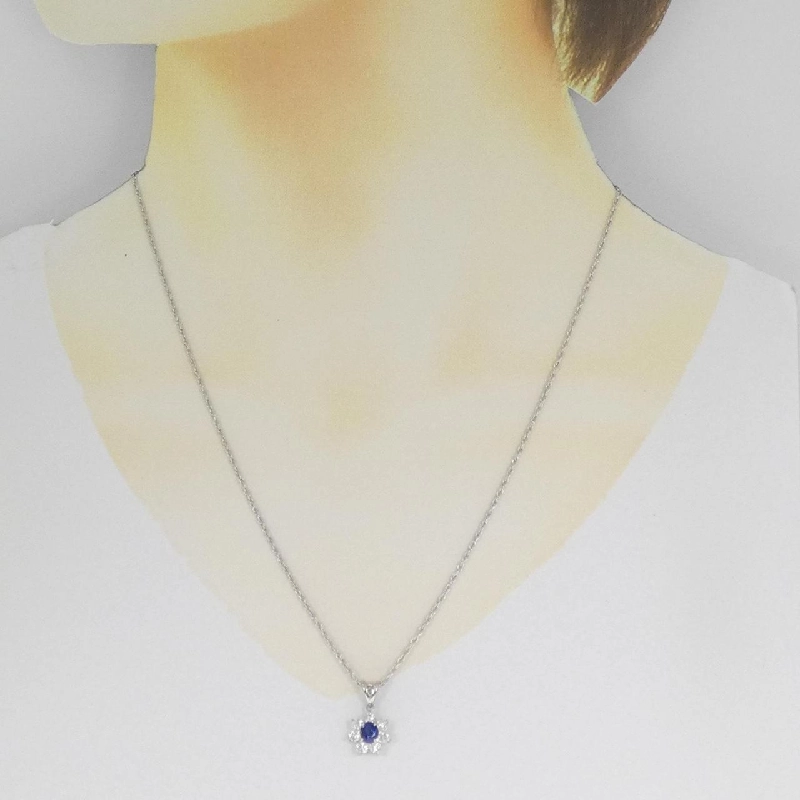 Dây chuyền Sapphire hoa PT900/PT850 0.43CT - Hàng hiệu Authentic 860811