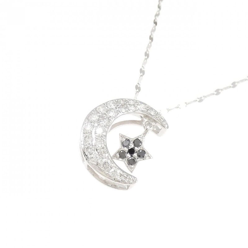 K18WG Mặt Trăng × Ngôi Sao Dây Chuyền Kim Cương 0.25CT - Hàng hiệu Chính Hãng 860732