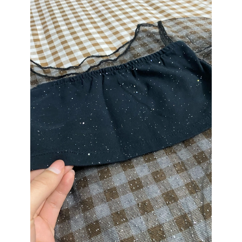 Áo croptop kim tuyến trong suốt kèm quây 462980