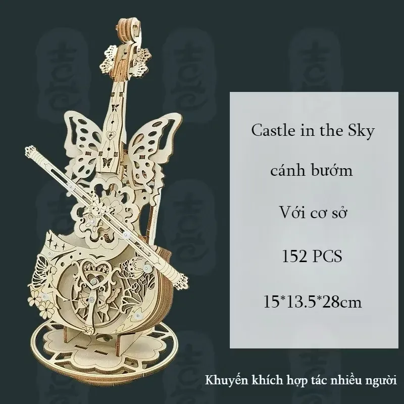 Hộp Nhạc Gỗ Lắp Ráp Đàn Violin Chuyển Động Độc Đáo 779795