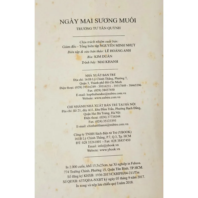 NGÀY MAI SƯƠNG MUỐI - Trương Tư Tần Quỳnh (size 15.5x23cm - 529 trang) 744667