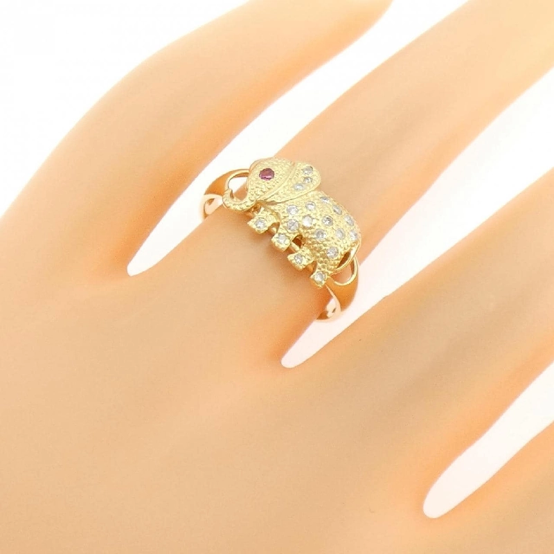 Nhẫn Ruby K18YG Hình Voi - Hàng hiệu Chính hãng 852836