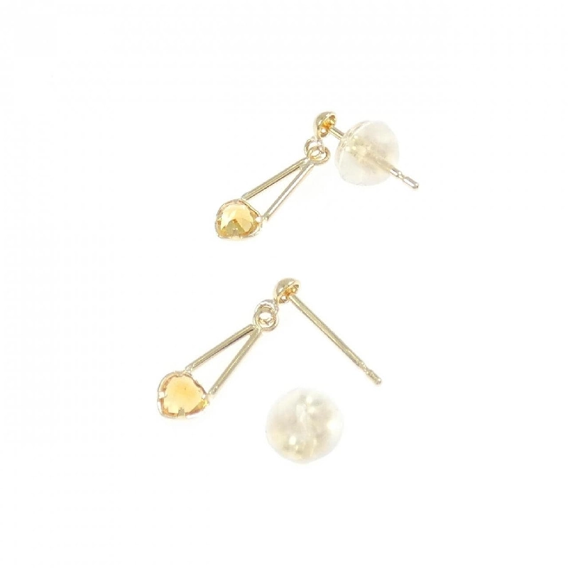 K18YG Bông tai hình trái tim Citrine - Hàng hiệu Chính hãng 868740