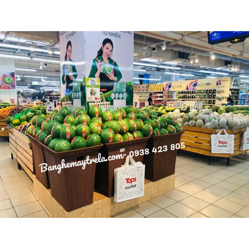 Giỏ mây nhựa trưng trái cây hoa quả siêu thị 557675