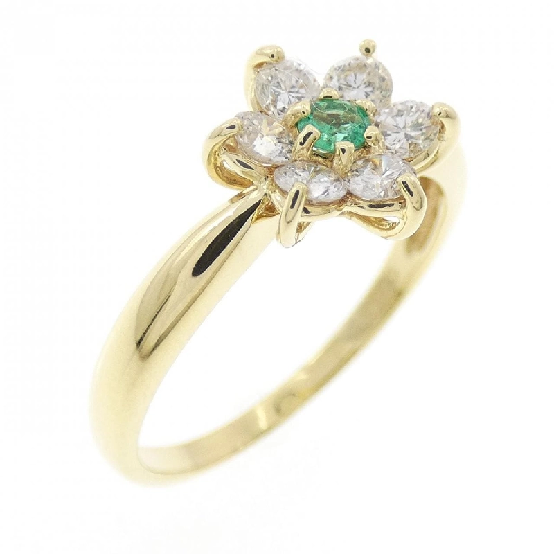 Nhẫn hoa ngọc lục bảo K18YG - Hàng hiệu Authentic 852094