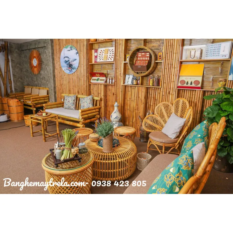 Bàn ghế mây tự nhiên cho spa 693793
